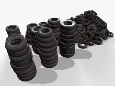 Tire Pile Junk Low-poly 3D model