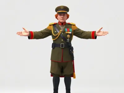 Soviet Military Officer Rigged and Animated for D Games and C... Low-poly 3D model