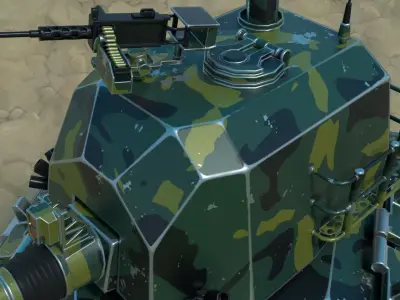 Cartoon Low Poly Animated Tank Low-poly 3D model