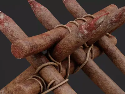 Wooden Spikes Game Ready Model Low-poly 3D model