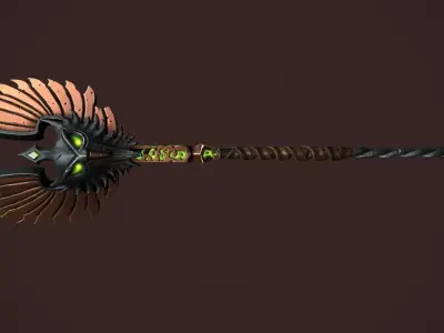 Rune staff Low-poly 3D model