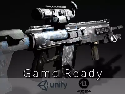 Sci-fi Sniper Rifle  Game Ready  - Longbow Low-poly 3D model