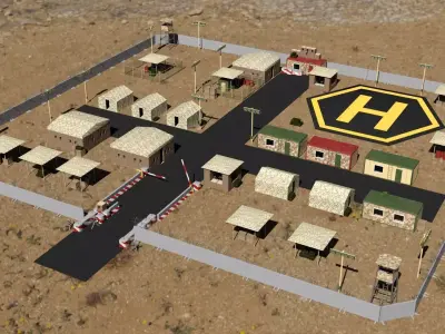 Modular Military Base Low-poly 3D model