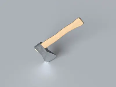 Wooden Axe Hatchet Tool  Medium-poly Free 3D model