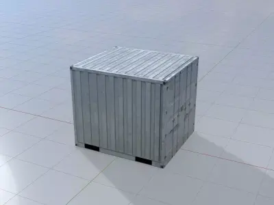 Shipping Container light gray 6-foot Low-poly 3D model