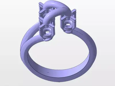 Ring for 3 round stones  Free 3D model