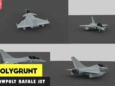 POLYGRUNT - Low Poly Rafale Jet Free low-poly 3D model