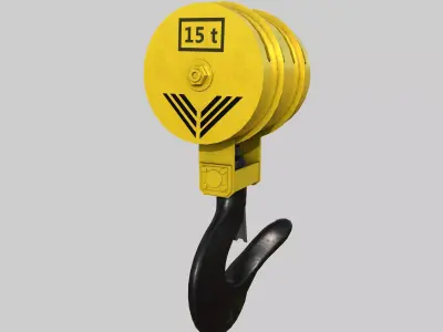 Industrial Crane Hook with Latch Low-poly 3D model