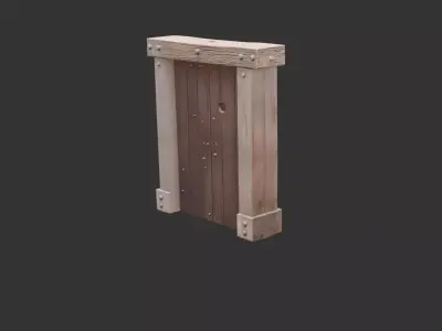 Rustic Wooden Tavern Door Low-poly 3D model