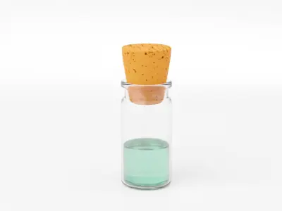 Medical Lab Chemical Clear Glass Bottle Realistic 3D model Low-poly 3D model
