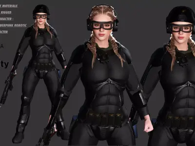 AAA 3D REALISTIC CHARACTER - CYBERPUNK ROBOTIC SCIFI SHOOTER Low-poly 3D model