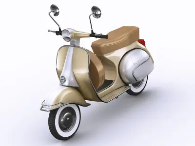 Generic retro scooter with sidecar 3D model