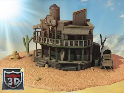 Blender to Unreal Engine  Wild West Environment 3D model