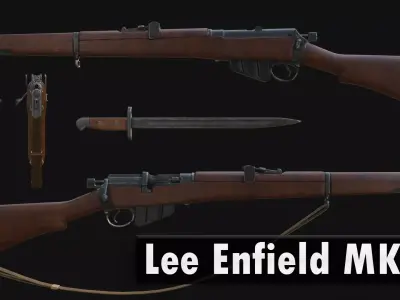Lee Enfield MK III and Bayonet Free low-poly 3D model