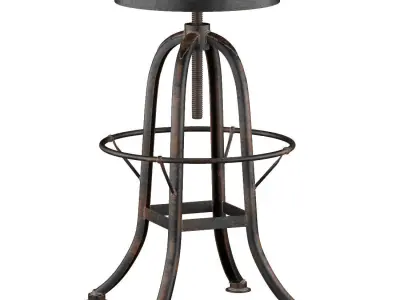Oleg Industrial loft Iron Base Reclaimed Wood Bar Counter Stool 3D model