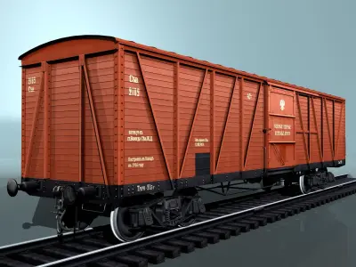 covered cargo boxcar Low-poly 3D model