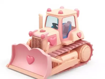 Stylized 3D Valentine  Bulldozer Model Low-poly 3D model