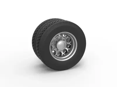 Rear custom wheel of semi truck Version 6 Scale 1 to 25 3D print model