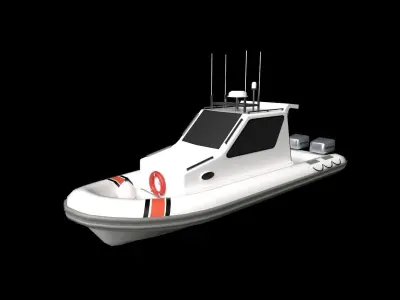 Coast Boat Low-poly 3D model