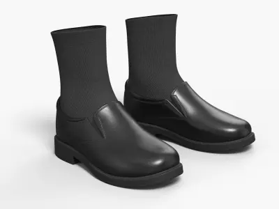 Boys Slip On Loafers with Socks Black 3D model