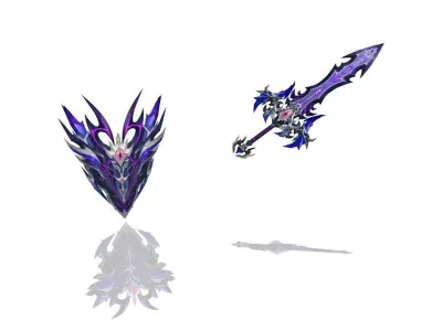 Succubus - Sword and Shield Low-poly 3D model