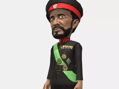 Emperor Haile Selassie caricature Low-poly 3D model