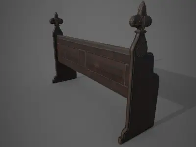 Gothic Bench Low-poly 3D model