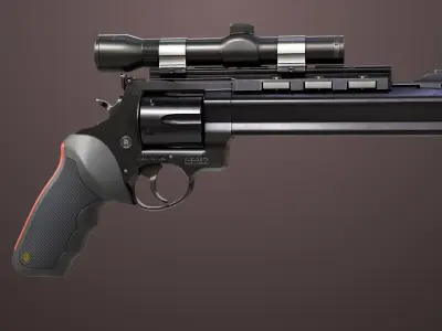 Revolver 04 Black Model Taurus Raging All PBR Unity UE Textures Low-poly 3D model