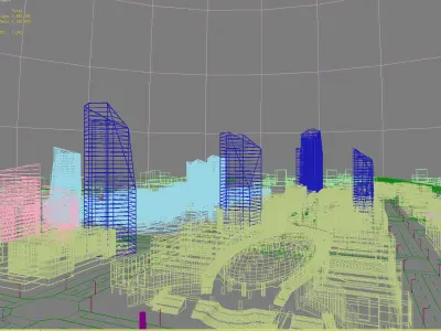 Architecture futuristic city with tall buildings 3D model