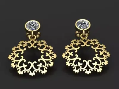 ANTIQUE GOLD EARRING 3D PRINTABLE MODEL 3D print model