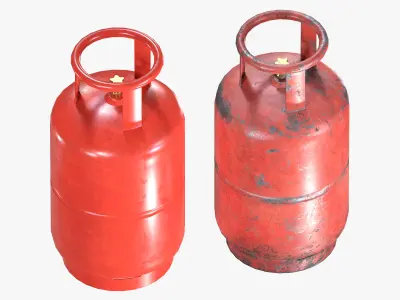 Red LPG Gas Cylinder Low-poly 3D model