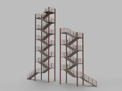 Metal stairs 3D model