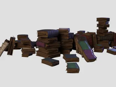 Cartoon Book Set Spell Book Scene  for Animation and Game Low-poly 3D model