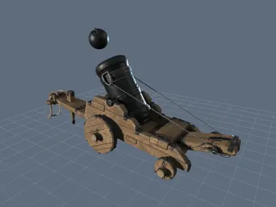 Old Cannon Mortar -Iron Thunder Low-poly 3D model