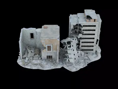 Urban ruins  Low-poly 3D model