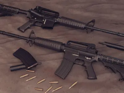 M4A1 Carbine Assault Rifle Low-poly 3D model