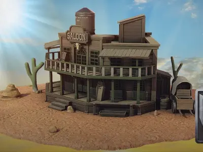 Blender to Unreal Engine  Wild West Environment 3D model