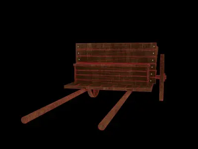  Medieval wood cart Low-poly 3D model
