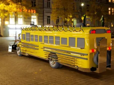  Armored School Bus with Plow - Post-Apocalyptic  Free low-poly 3D model