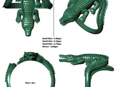 Antique Crocodile Ring 3D print model