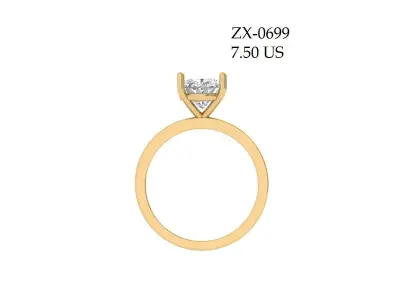 Oval Solitaire Ring 3D print model 6