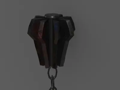 Flail Game ready wooden stick hanging from chain Low-poly 3D model