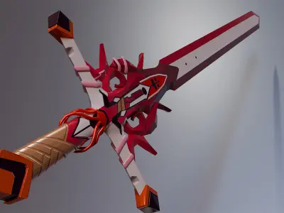 Fantasy sword Low-poly 3D model 13