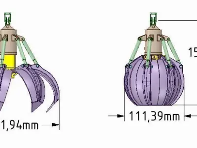 Hydraulic grapple Functioning 3D print model