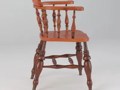 Antique Set of Five English Elmwood Windsor Chair 3D model