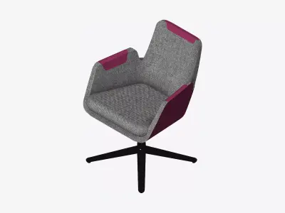 Furniture - Chair - Contemporary - Low - Swivel - Star Glides Low-poly 3D model