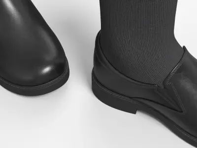 Boys Slip On Loafers with Socks Black 3D model
