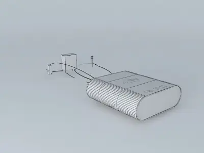 bad battery with two wires connected to it Free 3D model