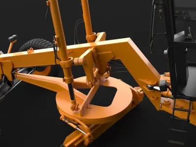 Grader orange bulldozer Low-poly 3D model