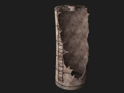 POST APO SILO SILOS RUINS TANK DESTROYED SURVIVAL COLLECTION Low-poly 3D model